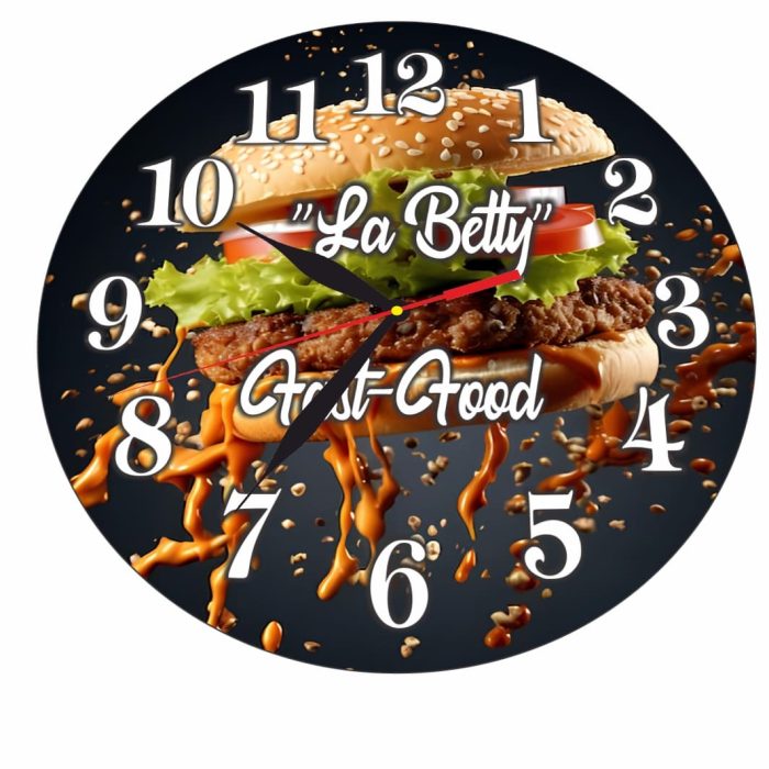 Ceas Fast-Food, Personalizat, Lemn, 40 cm, CMSUV090 - imagine 5