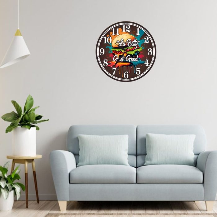 Ceas Fast-Food, Personalizat, Lemn, 40 cm, CMSUV091 - imagine 2