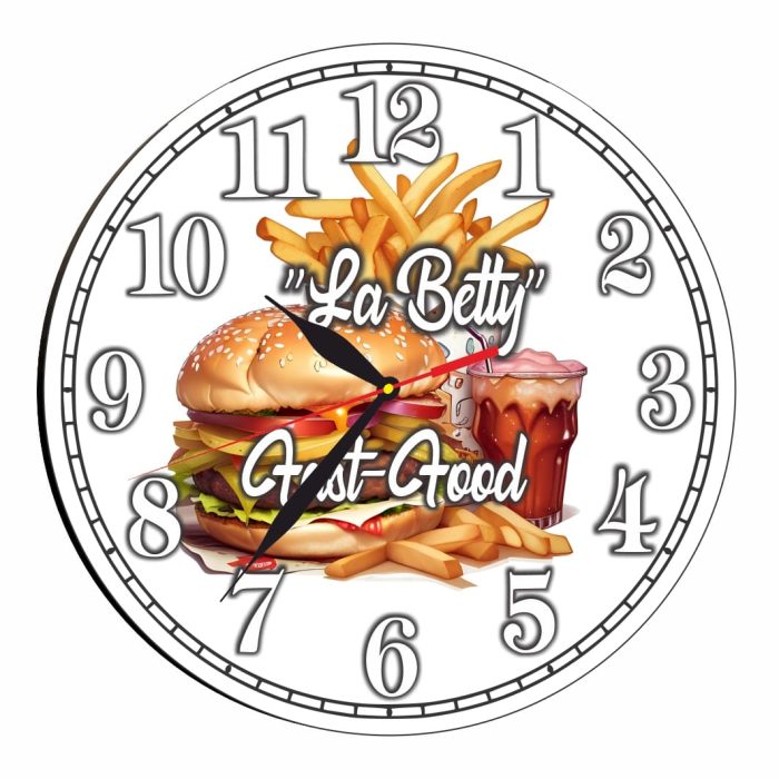Ceas Fast-Food, Personalizat, Lemn, 40 cm, CMSUV094 - imagine 4