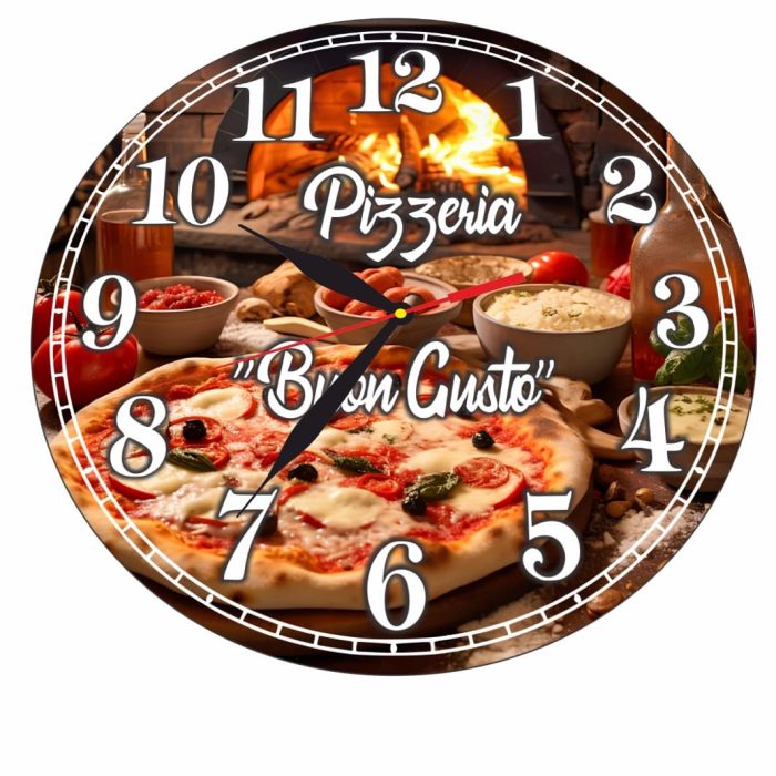 Ceas Pizzerie, Personalizat, Lemn, 40 cm, CMSUV096 - imagine 5