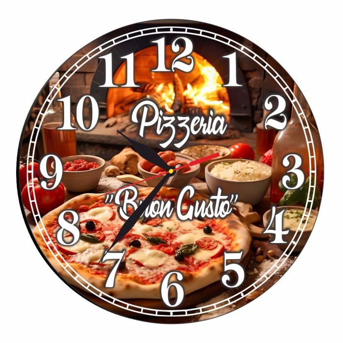 Ceas Pizzerie, Personalizat, Lemn, 40 cm, CMSUV096 - imagine 4