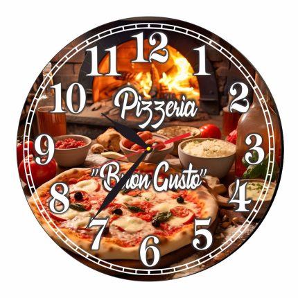 Ceas Pizzerie, Personalizat, Lemn, 40 cm, CMSUV096