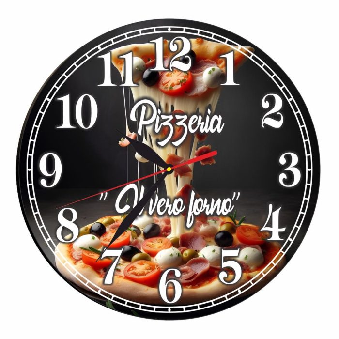 Ceas Pizzerie, Personalizat, Lemn, 40 cm, CMSUV097 - imagine 1