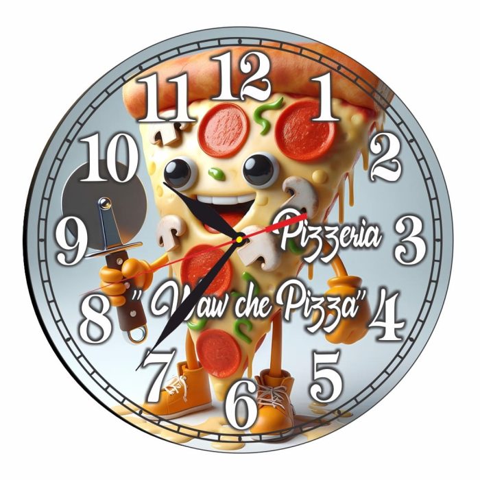 Ceas Pizzerie, Personalizat, Lemn, 40 cm, CMSUV098 - imagine 4