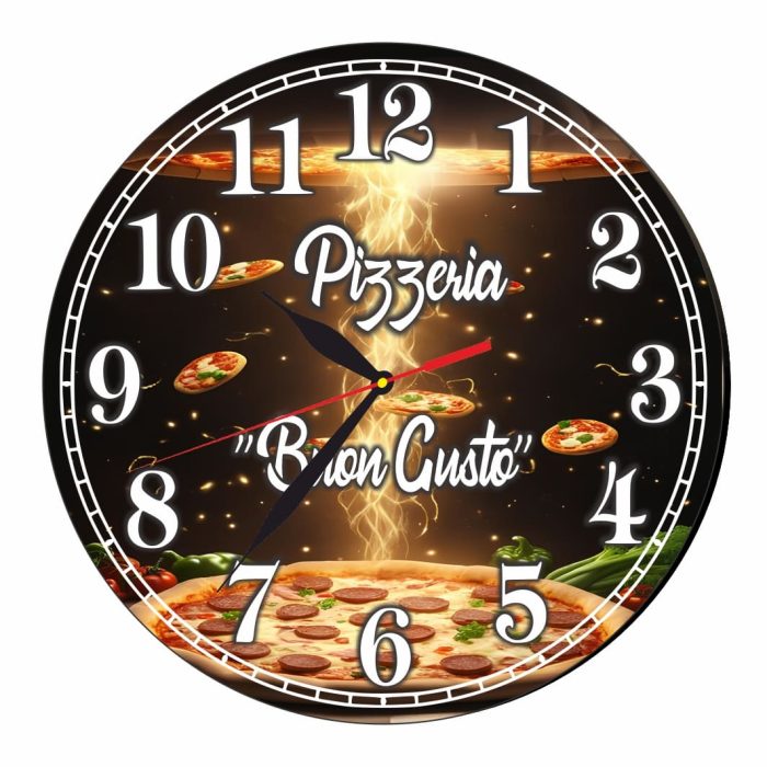 Ceas Pizzerie, Personalizat, Lemn, 40 cm, CMSUV099 - imagine 4