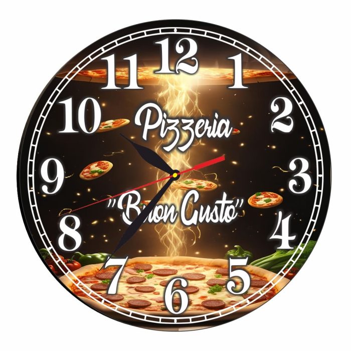 Ceas Pizzerie, Personalizat, Lemn, 40 cm, CMSUV099 - imagine 1