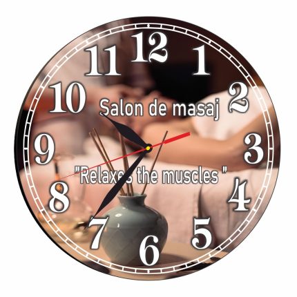Ceas Salon de masaj, Personalizat, Lemn, 40 cm, CMSUV101