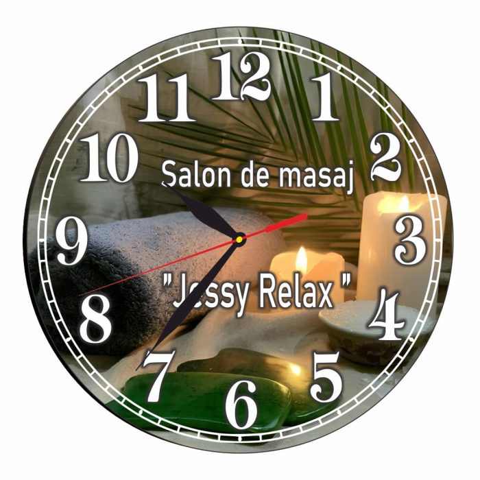 Ceas Salon de masaj, Personalizat, Lemn, 40 cm, CMSUV102 - imagine 4