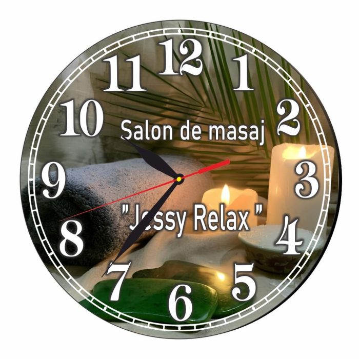 Ceas Salon de masaj, Personalizat, Lemn, 40 cm, CMSUV102 - imagine 1