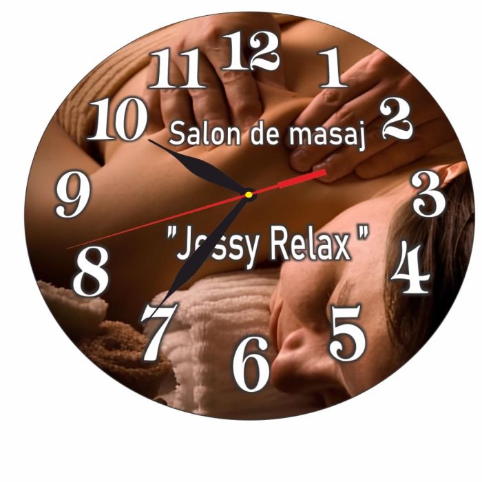 Ceas Salon de masaj, Personalizat, Lemn, 40 cm, CMSUV103 - imagine 5