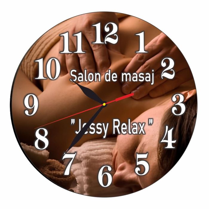 Ceas Salon de masaj, Personalizat, Lemn, 40 cm, CMSUV103 - imagine 1
