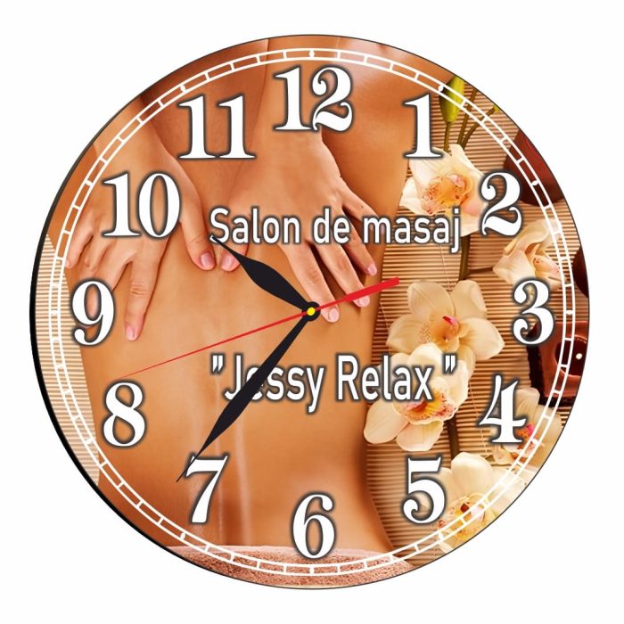 Ceas Salon de masaj, Personalizat, Lemn, 40 cm, CMSUV104 - imagine 4