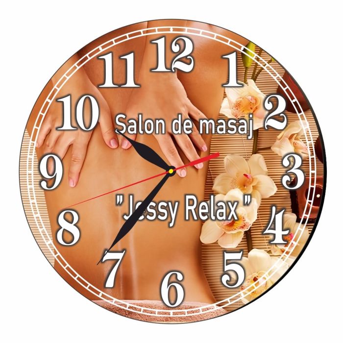 Ceas Salon de masaj, Personalizat, Lemn, 40 cm, CMSUV104 - imagine 1