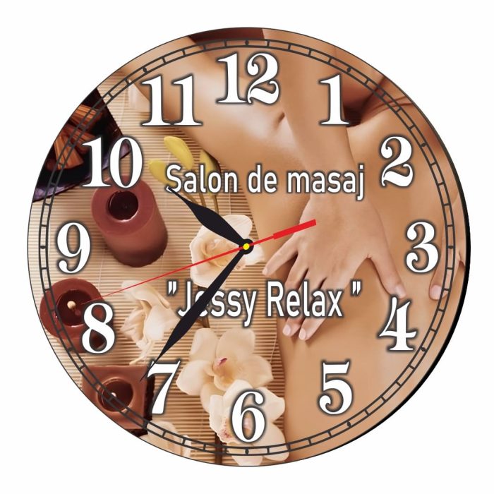 Ceas Salon de masaj, Personalizat, Lemn, 40 cm, CMSUV105 - imagine 4