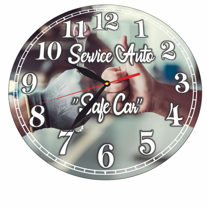 Ceas Mecanic, Service Auto, Personalizat, Lemn, 40 cm, CMSUV107 - imagine 5