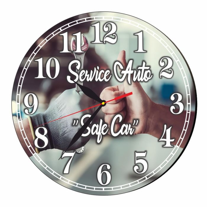 Ceas Mecanic, Service Auto, Personalizat, Lemn, 40 cm, CMSUV107 - imagine 4