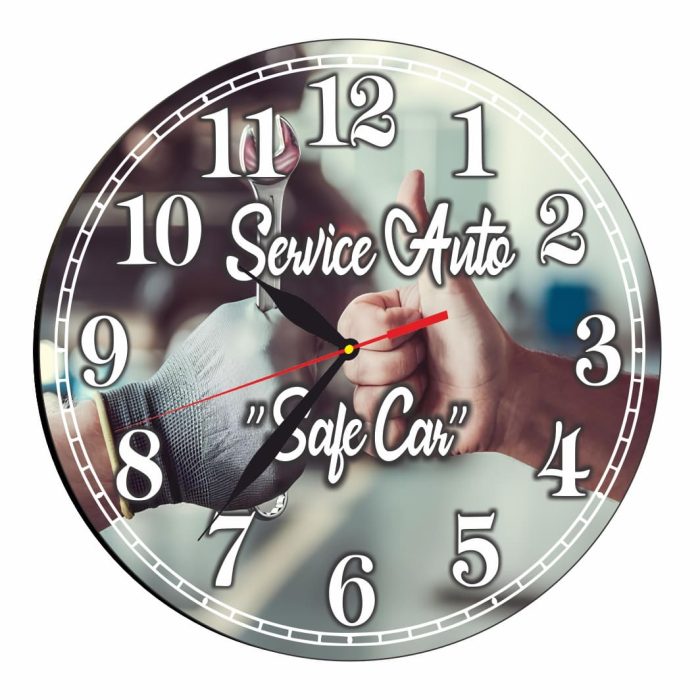 Ceas Mecanic, Service Auto, Personalizat, Lemn, 40 cm, CMSUV107 - imagine 1