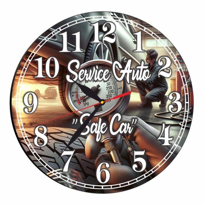 Ceas Mecanic, Service Auto, Personalizat, Lemn, 40 cm, CMSUV108 - imagine 4