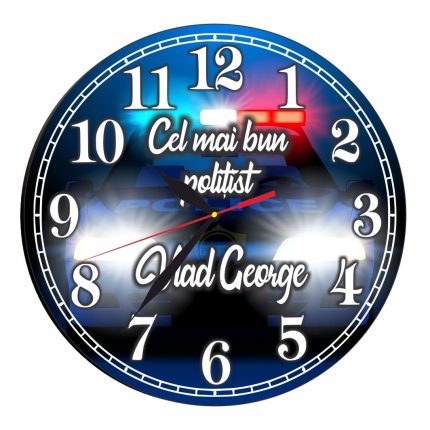 Ceas Politist, Personalizat, Lemn, 40 cm, CMSUV125
