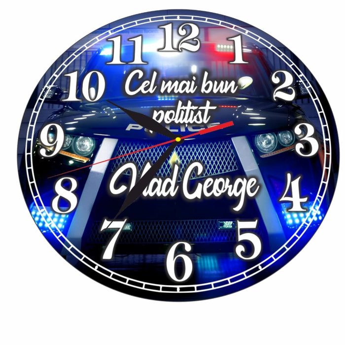 Ceas Politist, Personalizat, Lemn, 40 cm, CMSUV126 - imagine 5