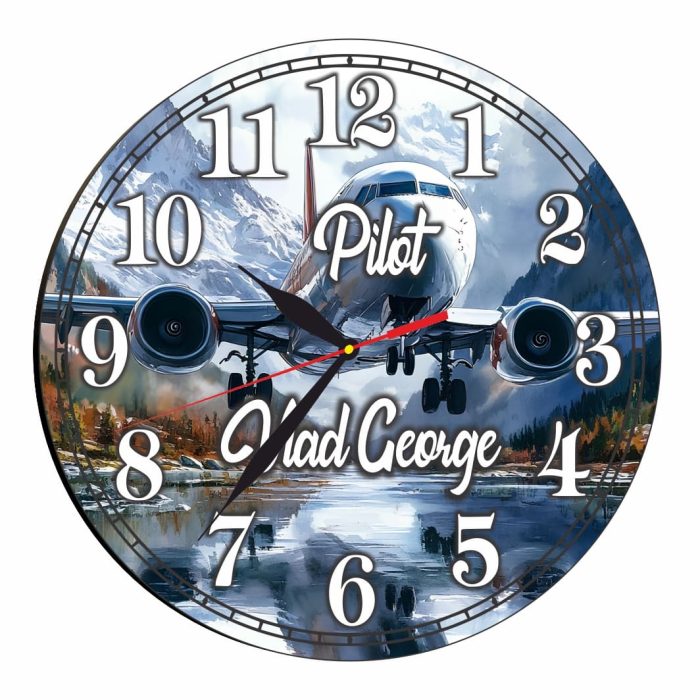 Ceas Pilot, Personalizat, Lemn, 40 cm, CMSUV132 - imagine 4