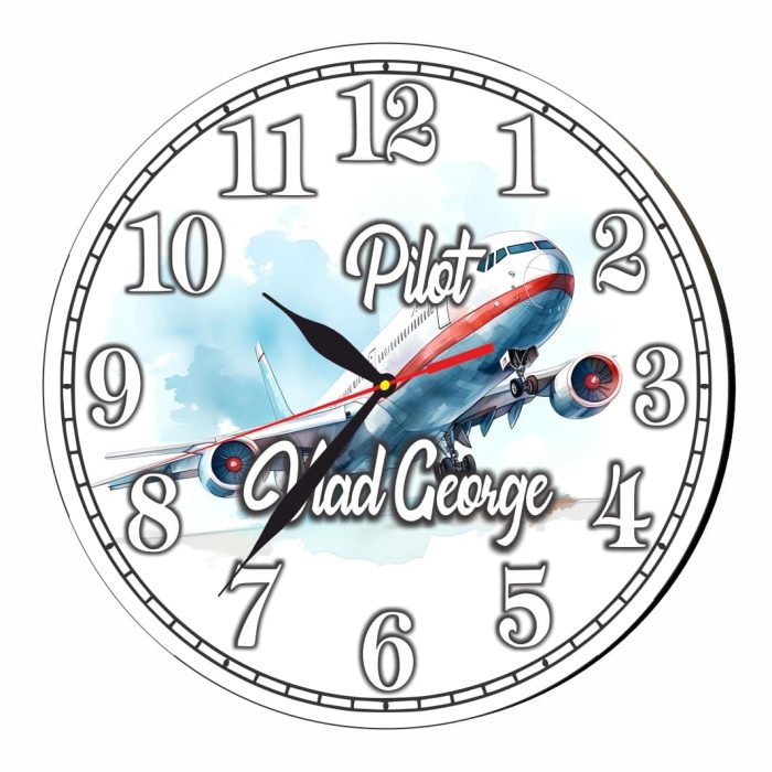 Ceas Pilot, Personalizat, Lemn, 40 cm, CMSUV133 - imagine 4