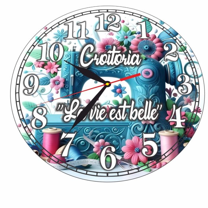Ceas Croitorie, Personalizat, Lemn, 40 cm, CMSUV0139 - imagine 5