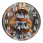 Ceas Studio foto, Fotograf, Personalizat, Lemn, 40 cm, CMSUV140 - imagine 4