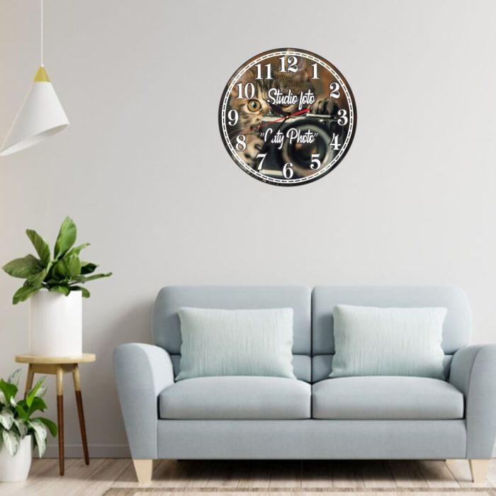 Ceas Studio foto, Fotograf, Personalizat, Lemn, 40 cm, CMSUV141 - imagine 2