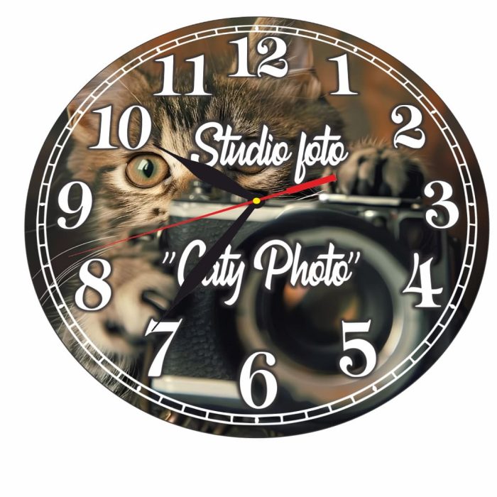 Ceas Studio foto, Fotograf, Personalizat, Lemn, 40 cm, CMSUV141 - imagine 5