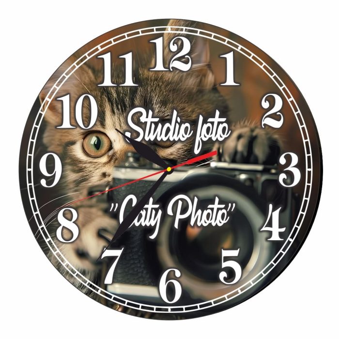 Ceas Studio foto, Fotograf, Personalizat, Lemn, 40 cm, CMSUV141 - imagine 4