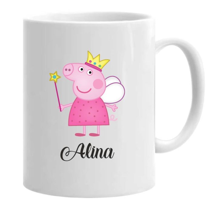 Cana personalizata, Alba, Peppa Pig, 350 ml, CDUV014 - imagine 2