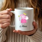 Cana personalizata, Alba, Peppa Pig, 350 ml, CDUV014 - imagine 3