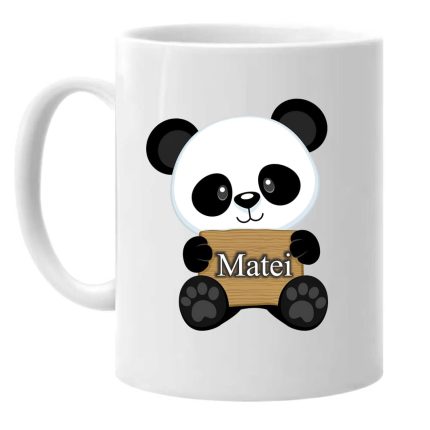 Cana personalizata, Alba, Urs Panda, 350 ml, CDUV016