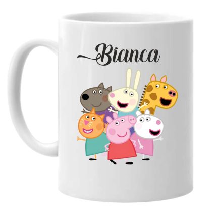 Cana personalizata, Alba, Peppa Pig, 350 ml, CDUV018