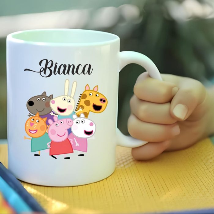 Cana personalizata, Alba, Peppa Pig, 350 ml, CDUV018 - imagine 3