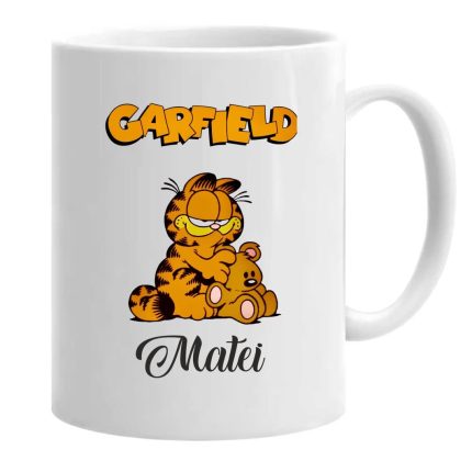 Cana personalizata, Alba, Garfield, 350 ml, CDUV021