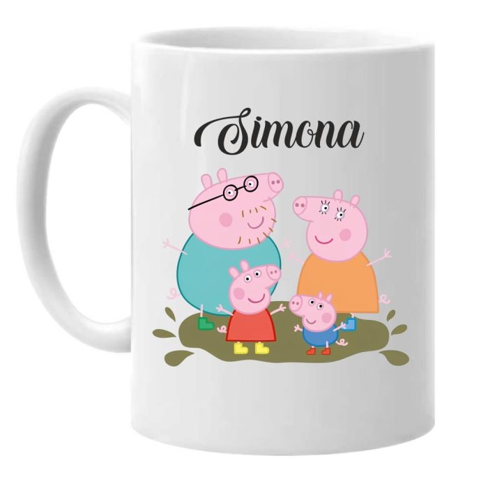 Cana personalizata, Alba, Peppa Pig, 350 ml, CDUV022 - imagine 1
