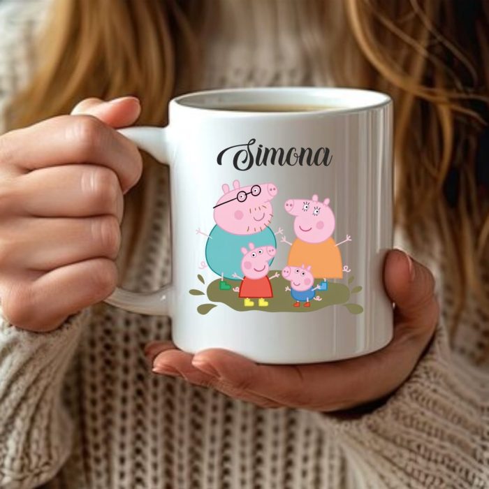 Cana personalizata, Alba, Peppa Pig, 350 ml, CDUV022 - imagine 3