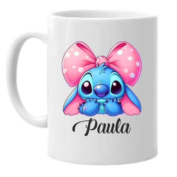 Cana personalizata, Alba, Stitch, 350 ml, CDUV031 - imagine 2