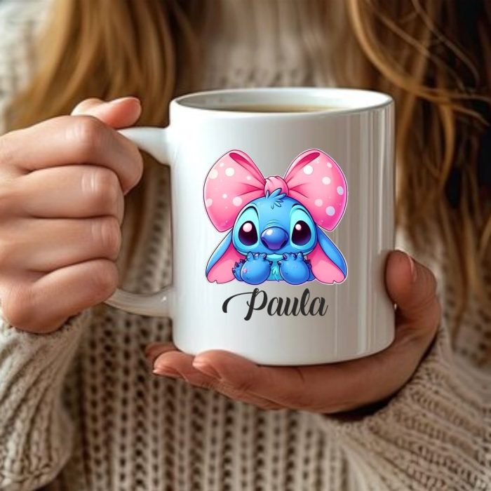 Cana personalizata, Alba, Stitch, 350 ml, CDUV031 - imagine 3