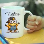 Cana personalizata, Alba, Minioni, 350 ml, CDUV035 - imagine 3