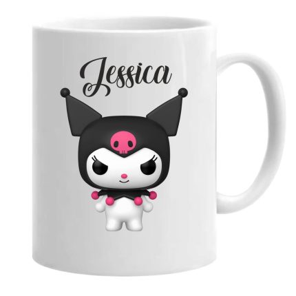 Cana personalizata, Alba, Kuromi, 350 ml, CDUV037