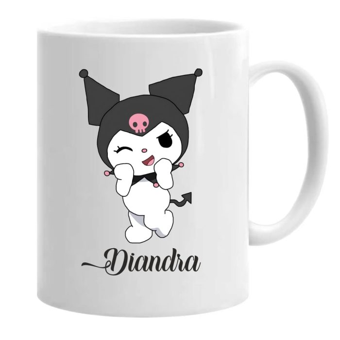 Cana personalizata, Alba, Kuromi, 350 ml, CDUV038 - imagine 2
