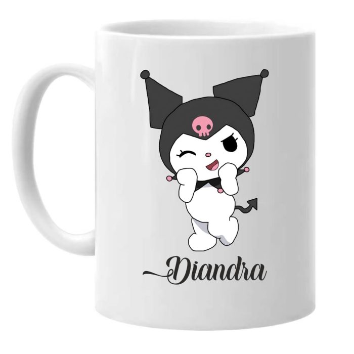 Cana personalizata, Alba, Kuromi, 350 ml, CDUV038 - imagine 1