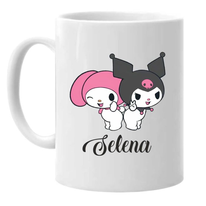 Cana personalizata, Alba, Kuromi, My Melody, 350 ml, CDUV040 - imagine 1