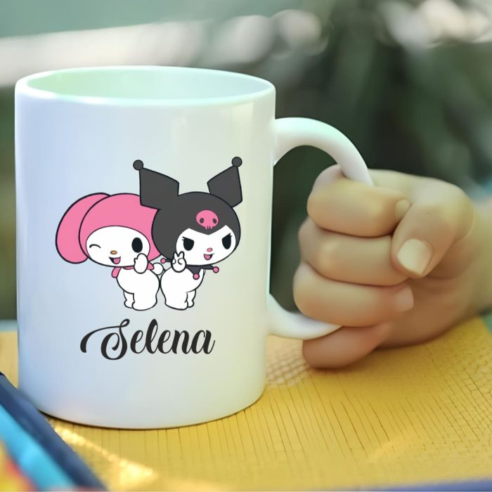 Cana personalizata, Alba, Kuromi, My Melody, 350 ml, CDUV040 - imagine 3