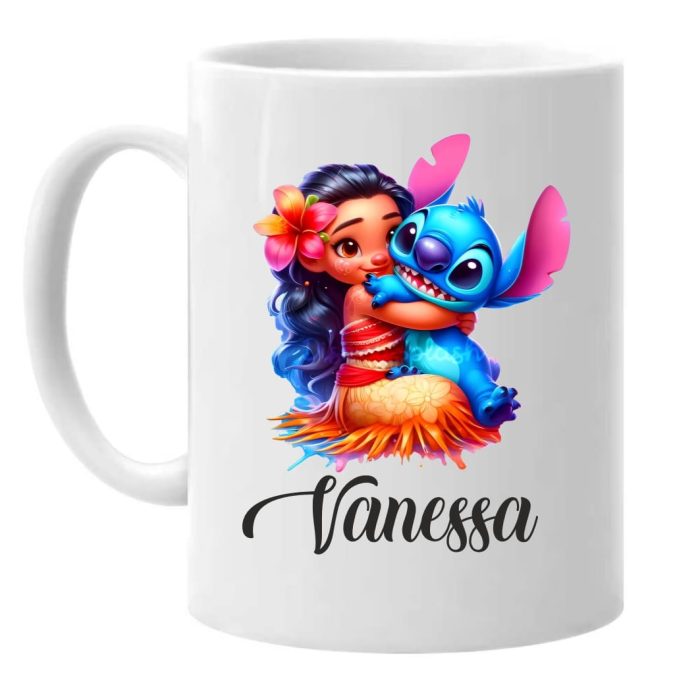 Cana personalizata, Alba, Stitch, 350 ml, CDUV043 - imagine 2