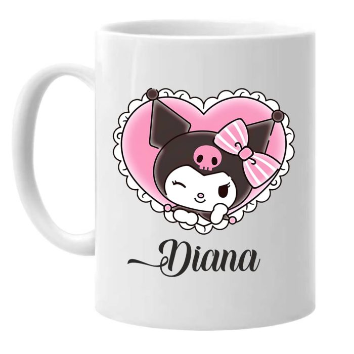 Cana personalizata, Alba, Kuromi, 350 ml, CDUV045 - imagine 2