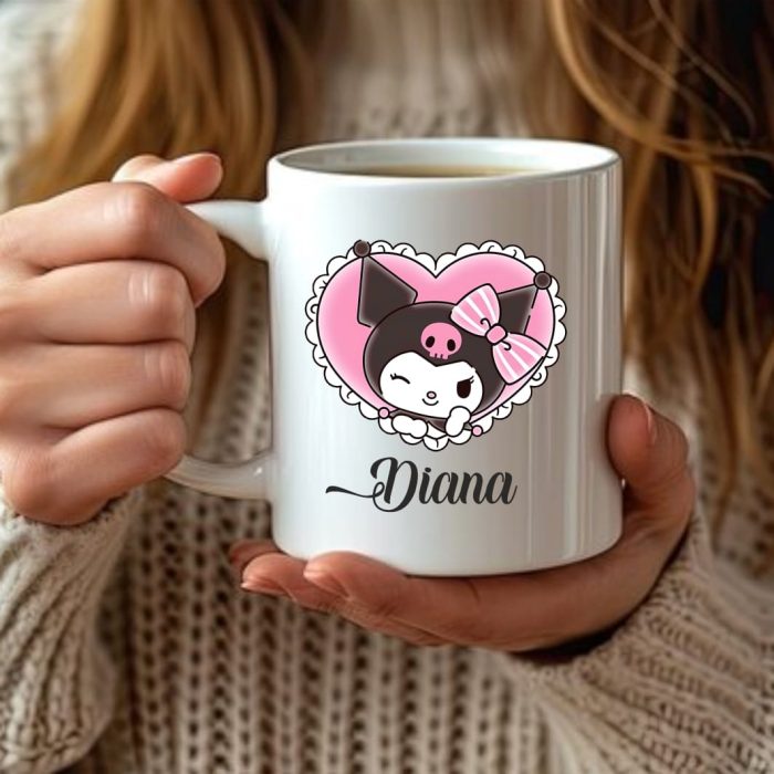 Cana personalizata, Alba, Kuromi, 350 ml, CDUV045 - imagine 3
